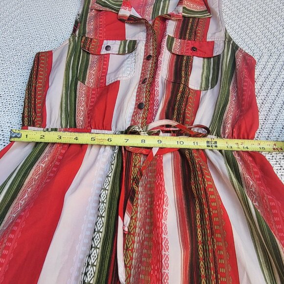 Sleeveless Shirt Dress Button Front Elastic Waist Large - Picture 14 of 15